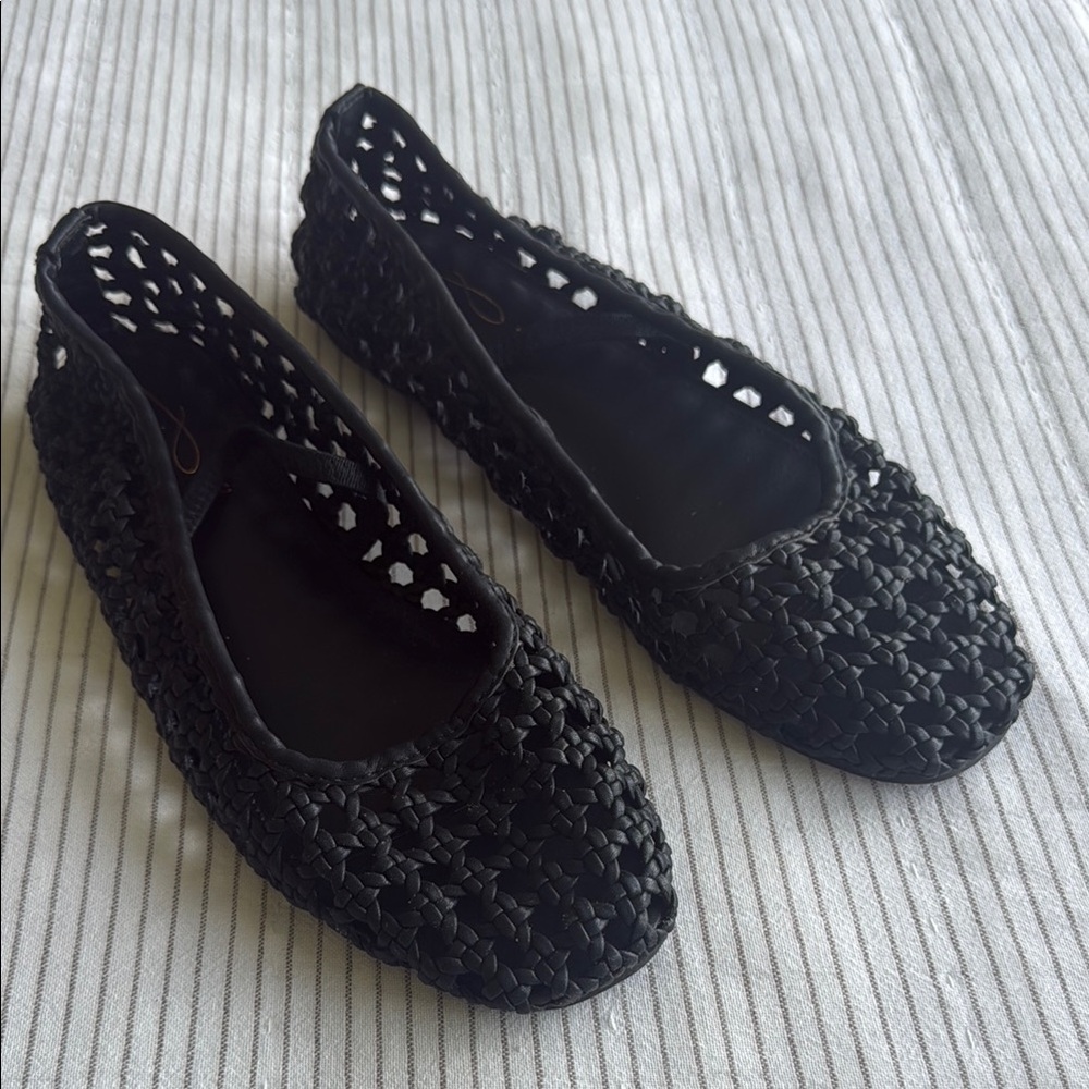 Joie Black Woven Ballet Flats